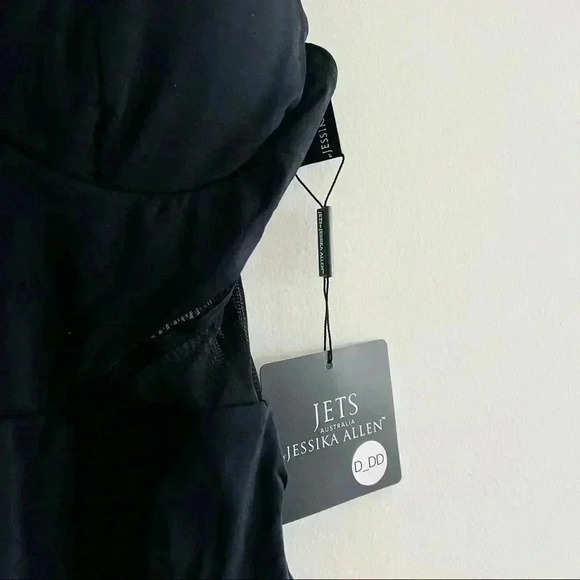 New $177.00 JETS Jessica Allen One Piece Swimsuit Black Mesh - Picture 8 of 10